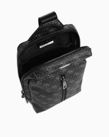 Guess Monogram Baskılı Body Bag Dark Black
