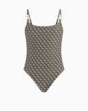 Guess One Piece Logolu Mayo 4G Rustic Olive Aop