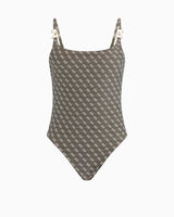 Guess One Piece Logolu Mayo 4G Rustic Olive Aop