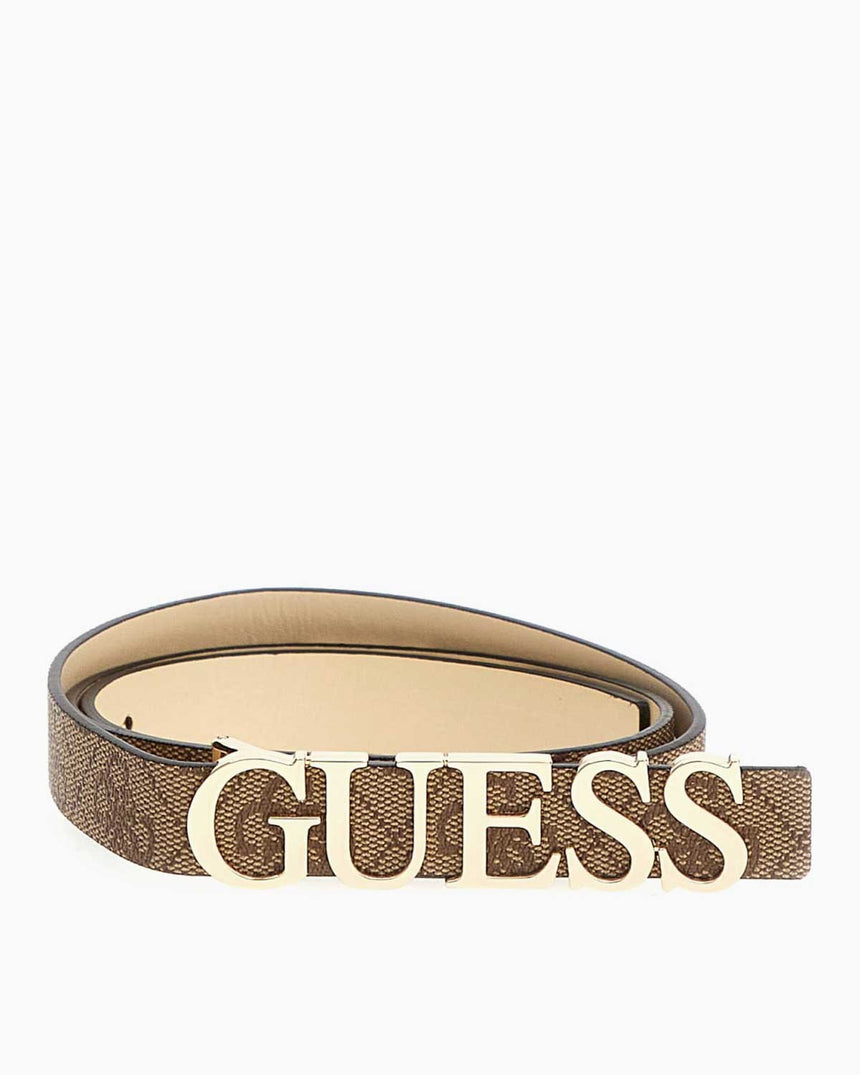 Guess Eco Erico Monogram Baskılı Kemer Latte Logo