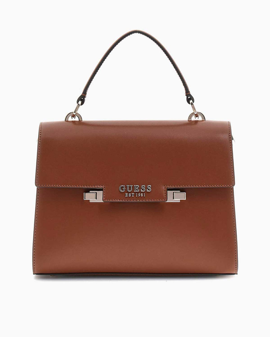 Guess Eco Handle Flap Manyetik Kapaklı El Çantası Cognac