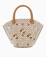 Guess Beauvoir Kapaklı Mini Tote El Çantası Cognac Multi