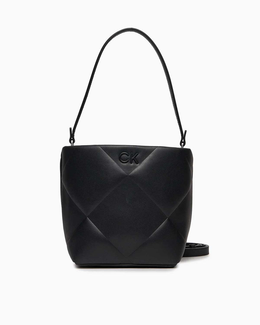 Calvin Klein Quilt Bucket Logolu Omuz Çantası Black