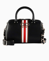 Guess Nelka Box Satchel Şerit Detaylı El Çantası Black