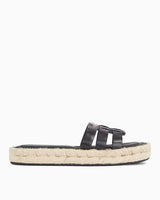 Tommy Hilfiger Authentic Flat Leather Espadrille Kadın Sandalet Black