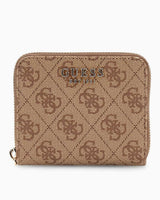 Guess Access Laurel II Küçük Boy Fermuarlı Kadın Cüzdan Latte Logo