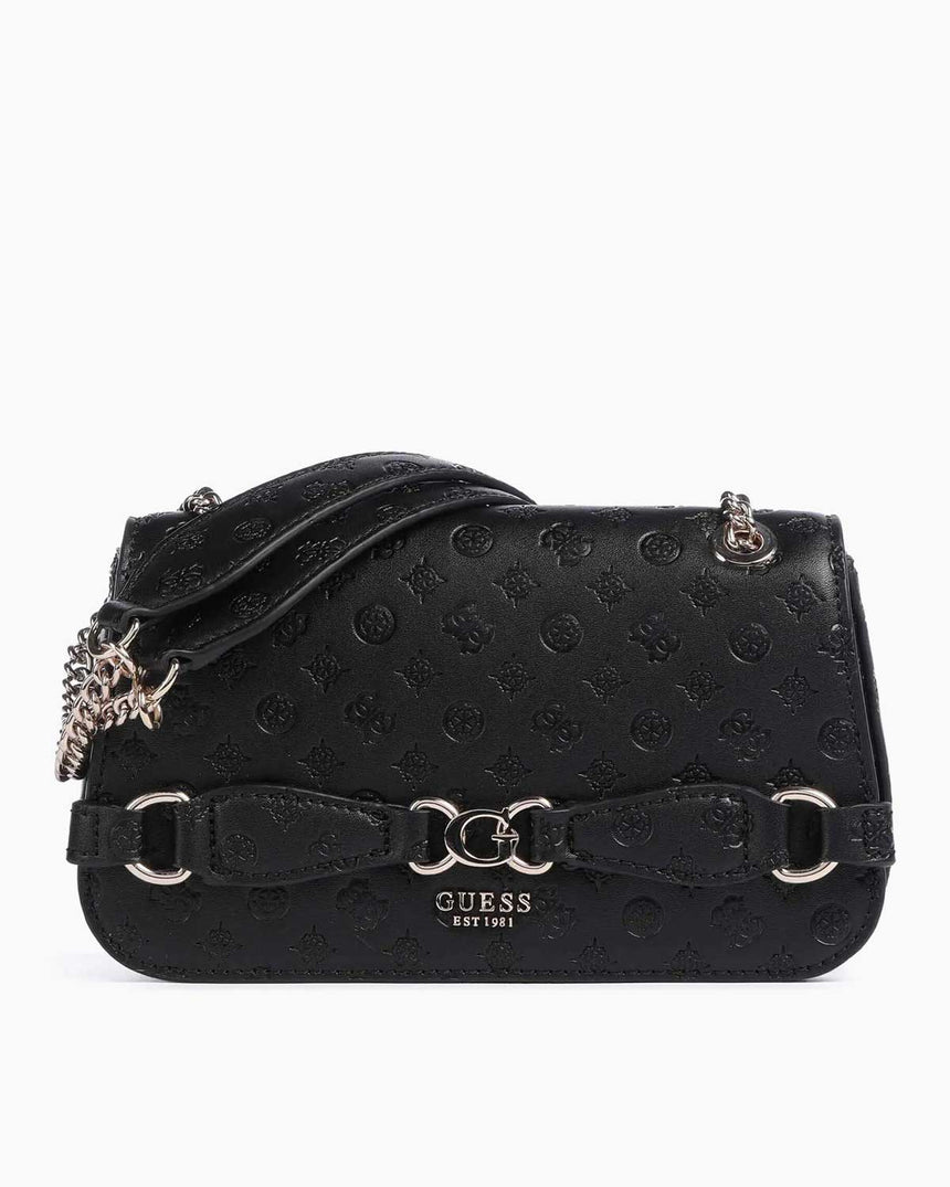 Guess Arlena Convertible Flap Omuz Çantası Black Logo