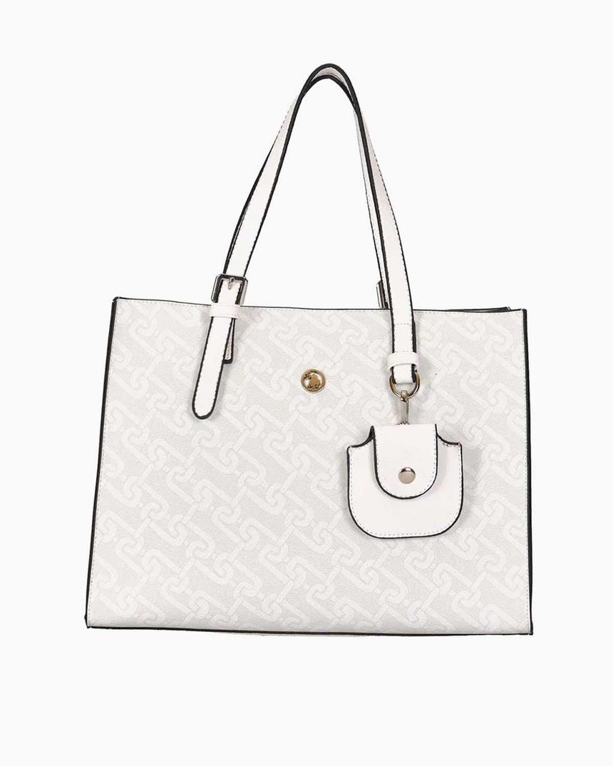 Us Polo Assn Mini Aksesuar Detaylı El Çantası Beyaz - Gri