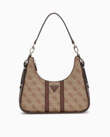 Guess Noreen Top Zip Monogram Omuz Çantası Latte Logo / Brown