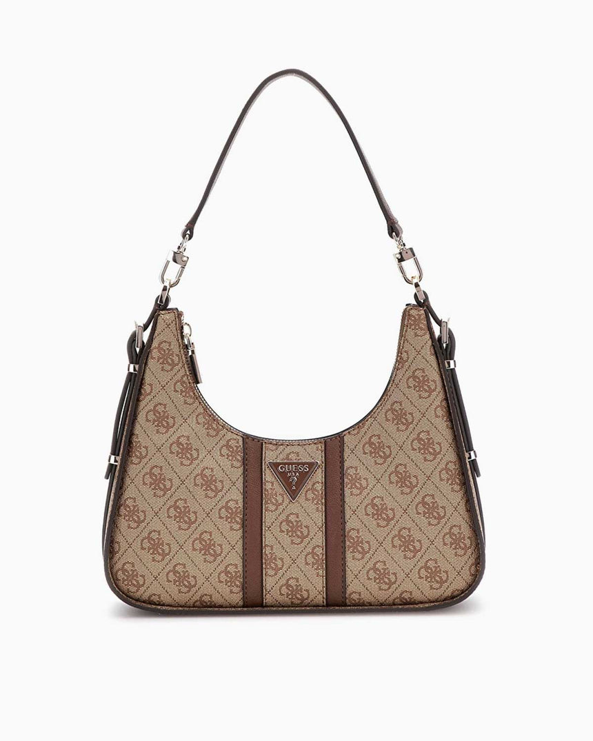 Guess Noreen Top Zip Monogram Omuz Çantası Latte Logo / Brown