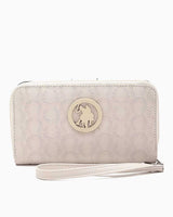 Us Polo Assn Kabartma Dokulu Fermuarlı Kadın Cüzdan Koyu Taş