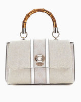 Guess Flap Canvas Small Tote El Çantası Natural / Dove Logo