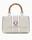 Guess Flap Canvas Small Tote El Çantası Natural / Dove Logo