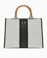 Guess Kerima Bamboo Logolu El Çantası Natural / Coal Logo