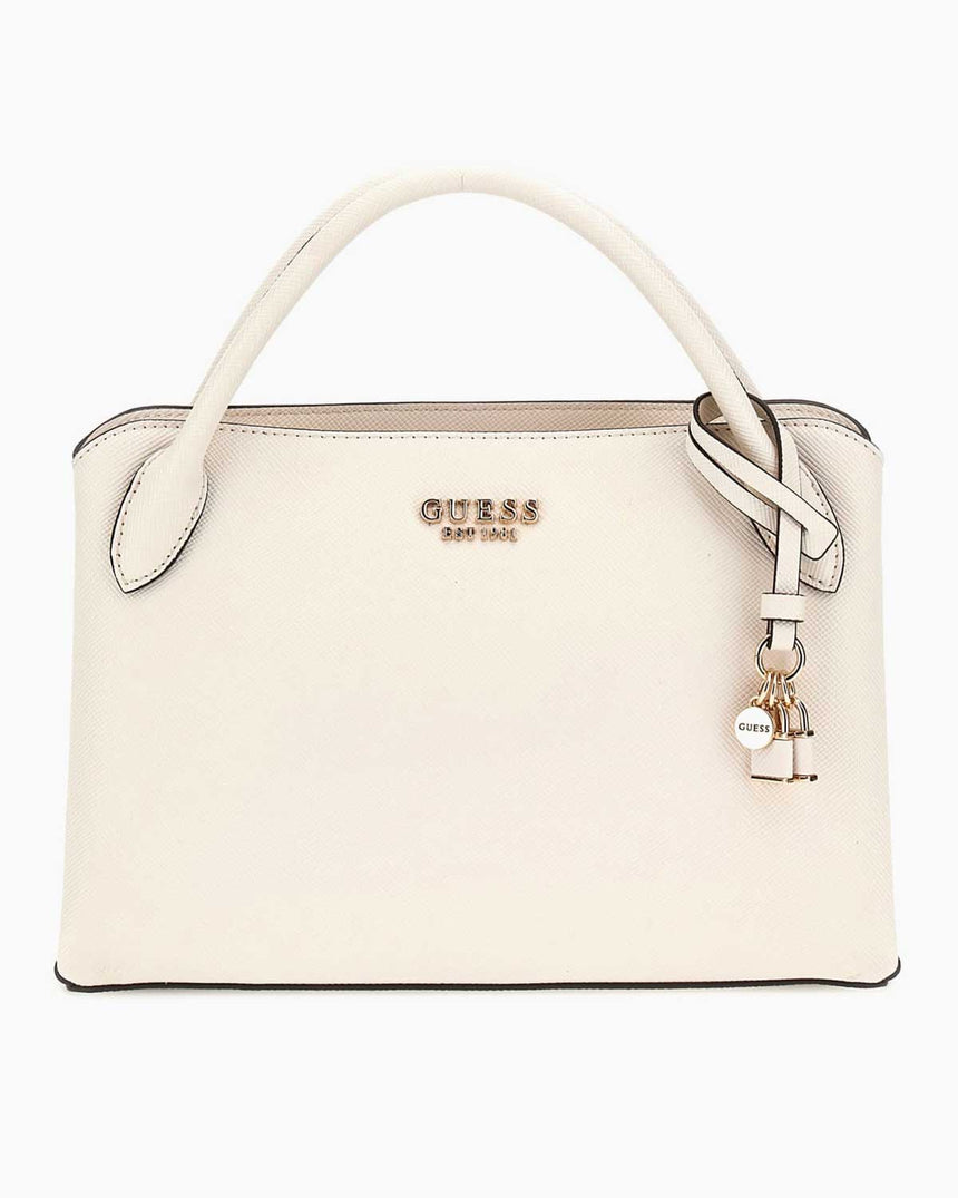 Guess Fedana Elite Satchel Logolu El Çantası Off White