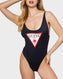 Guess One Piece Logo Detaylı Mayo Jet Black A996