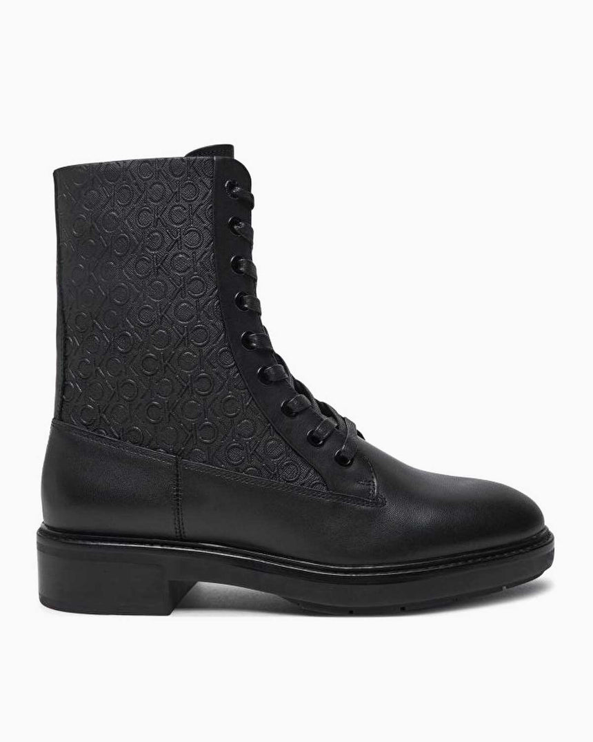Calvin Klein Flat Combat Baskılı Low Boots CK Black