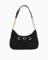 Guess Izzy Peony Zincir Detaylı Omuz Çantası Black Logo