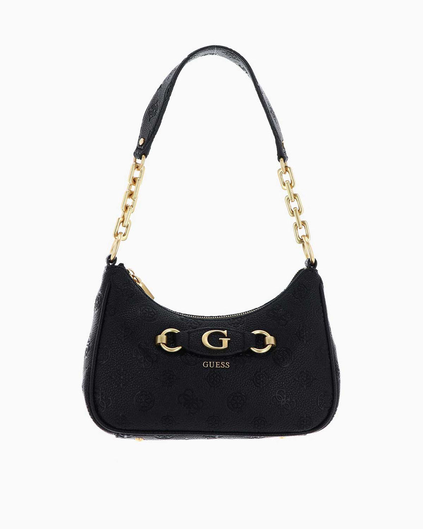 Guess Izzy Peony Zincir Detaylı Omuz Çantası Black Logo