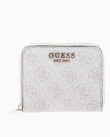 Guess Laurel Small Zip Around Monogram Baskılı Cüzdan Dove Logo