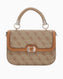 Guess Orlina Handle Flap Monogram Baskılı El Çantası Latte Logo / Brown
