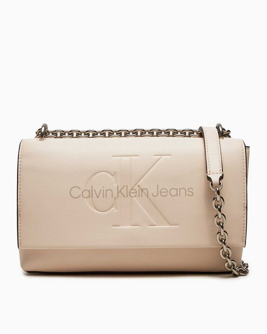 Calvin Klein Sculpted Flap Omuz Çantası Gray Morn