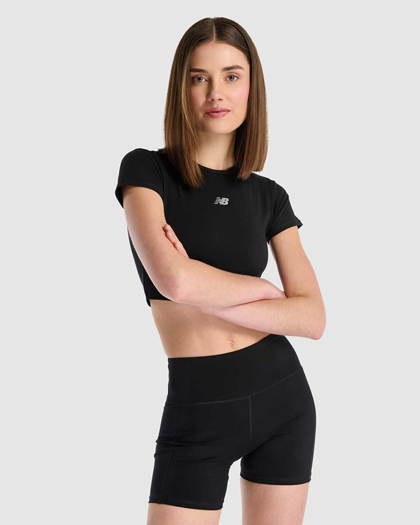 New Balance Kadın Crop Tshirt Siyah