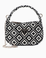 Guess Rianee Mini Hobo Desenli Çapraz Askılı Çanta Black