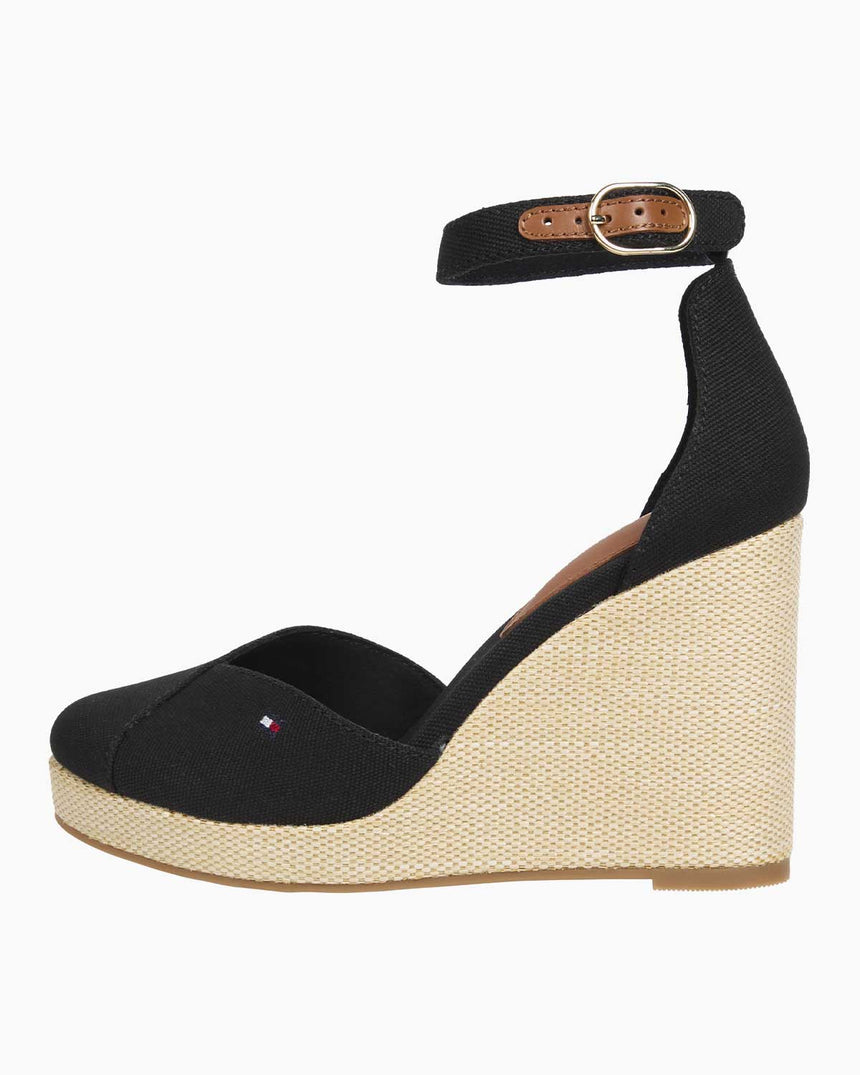 Tommy Hilfiger Flag High Wedge Espadrilles Topuklu Sandalet Black