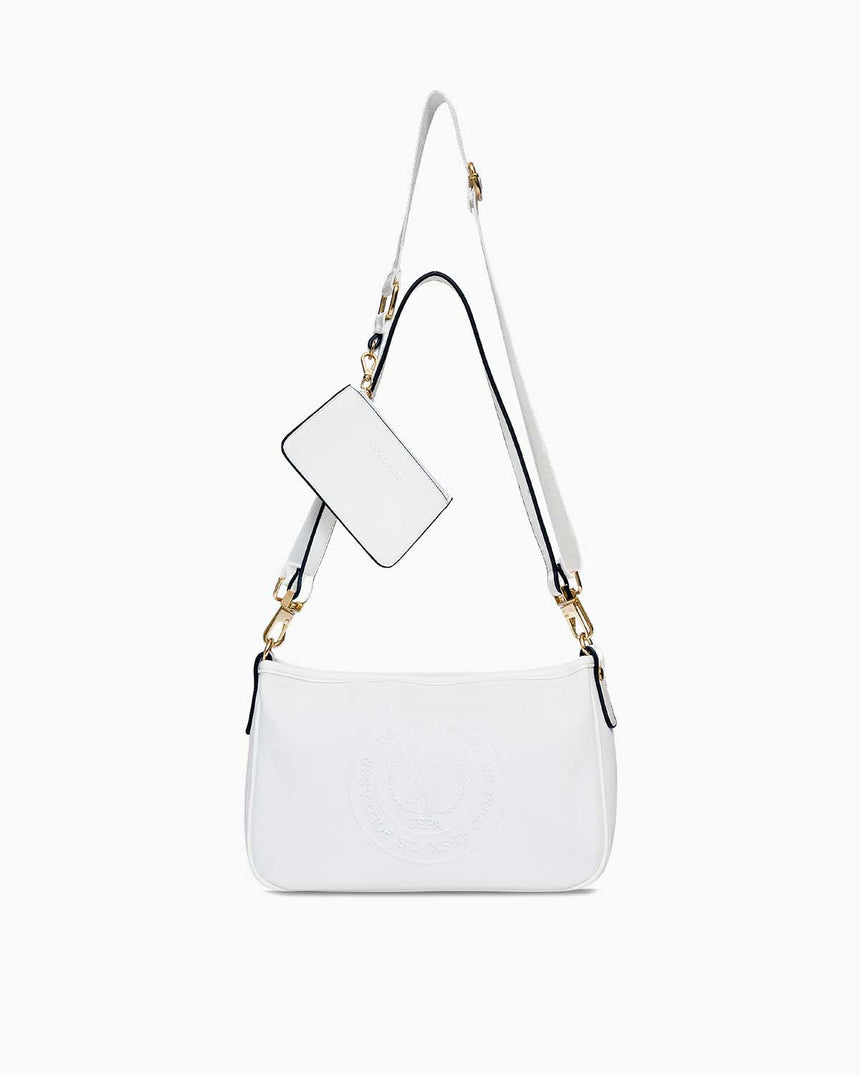 Us Polo Assn Mini Cüzdan Detaylı Omuz Çantası Beyaz