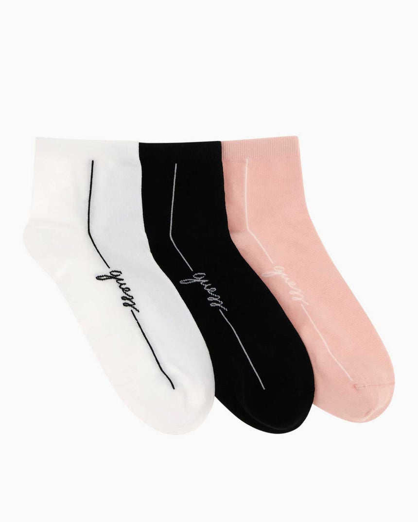 Guess 3Pack Logo Yazılı Cotton Çorap Pink White Black Com