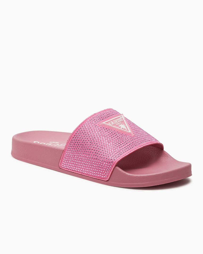 Guess Beach Slippers Stras Logolu Terlik Jelly Pink