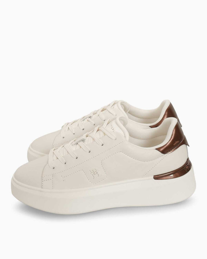 Tommy Hilfiger Estefania Altın Detaylı Platform Tabanlı Kadın Sneaker Ancient White