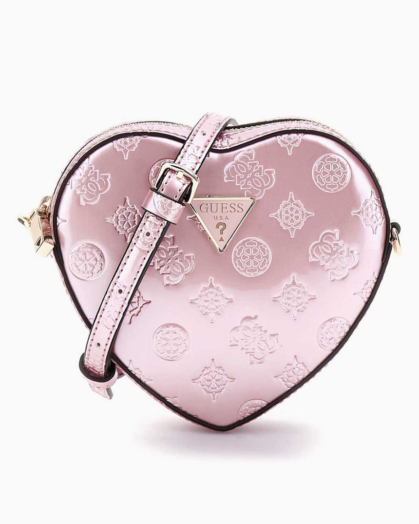 Guess Arnela Mini Kalpli El Çantası Orchid Logo