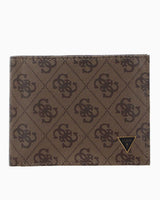 Guess Mito Leather Flat Billfold Monogram Cüzdan Beige / Brown