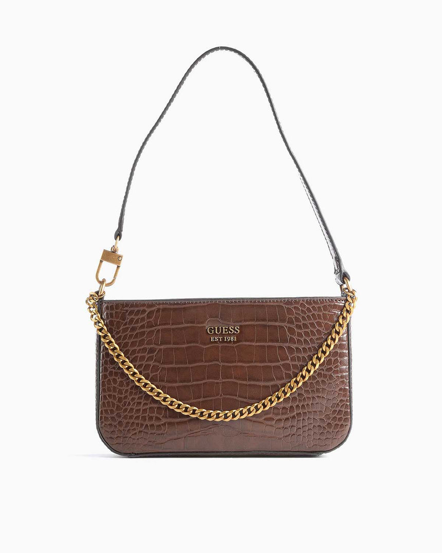 Guess Katey Croc Mini Top Kadın Omuz Çantası Brown