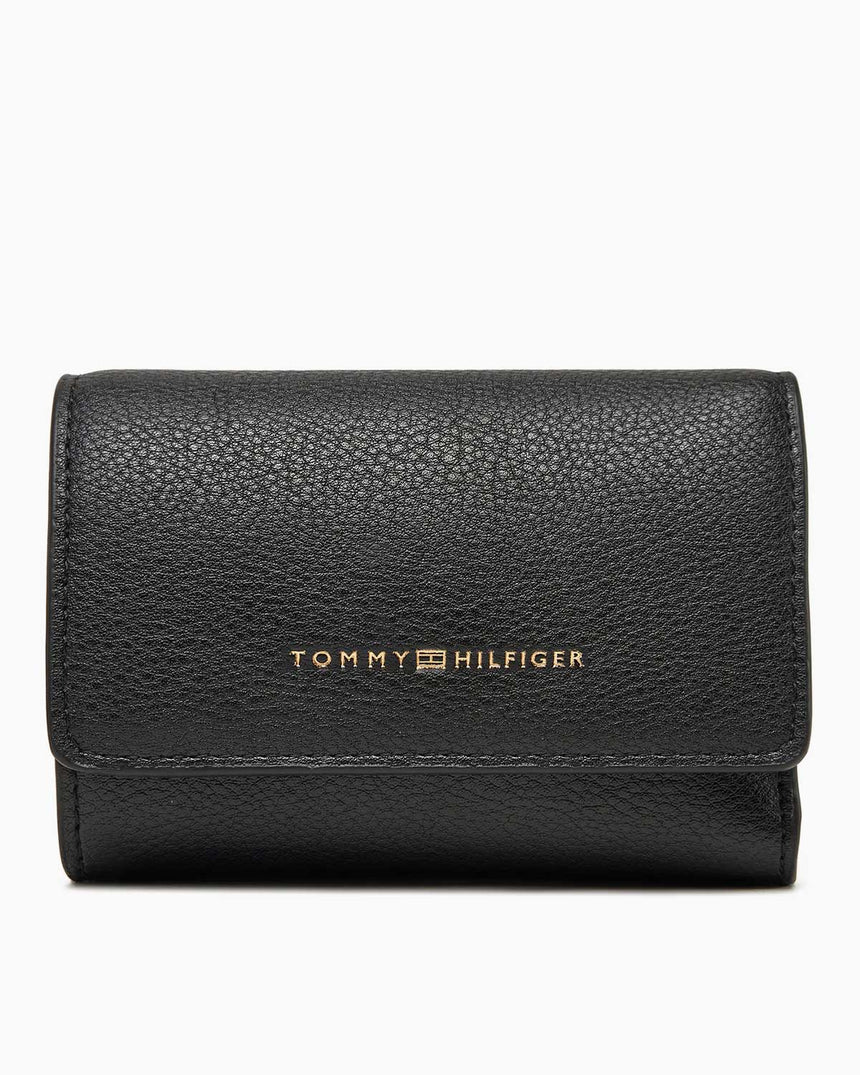 Tommy Hilfiger Logo Bantlı 3 Katlı Kadın Cüzdan Black
