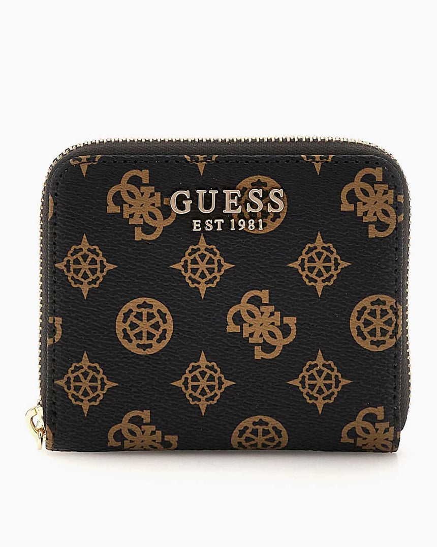 Guess Laurel Logo Baskılı Mini Cüzdan Mocha Logo