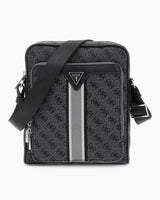 Guess Milano Compact Monogram Baskılı Çapraz Askılı Çanta Coal Black