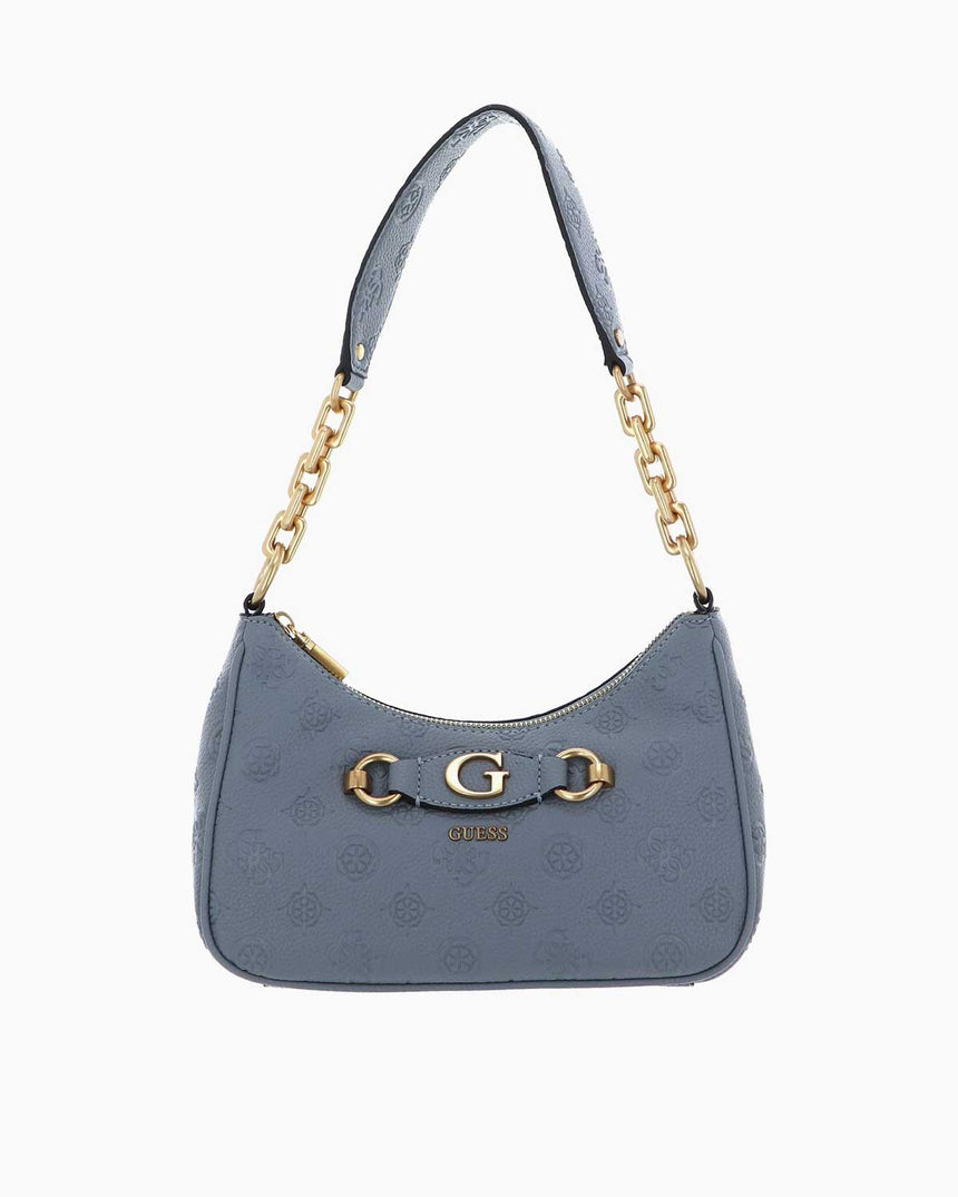 Guess Izzy Peony Zincir Detaylı Omuz Çantası Light Denim Logo