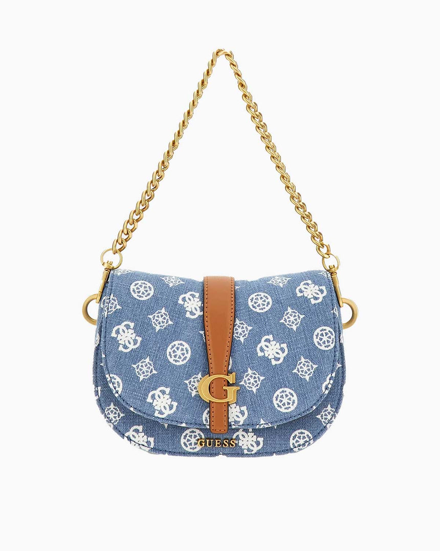 Guess Kuba Top Zincirli Omuz Çantası Denim Logo