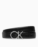 Calvin Klein Logo Fixed Belt Kemer Ck Black Croco