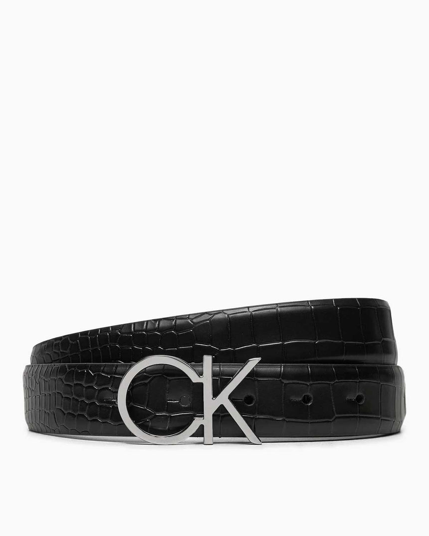 Calvin Klein Logo Fixed Belt Kemer Ck Black Croco