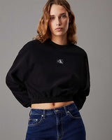 Calvin Klein Woven Label Crew Sweatshirts CK Black