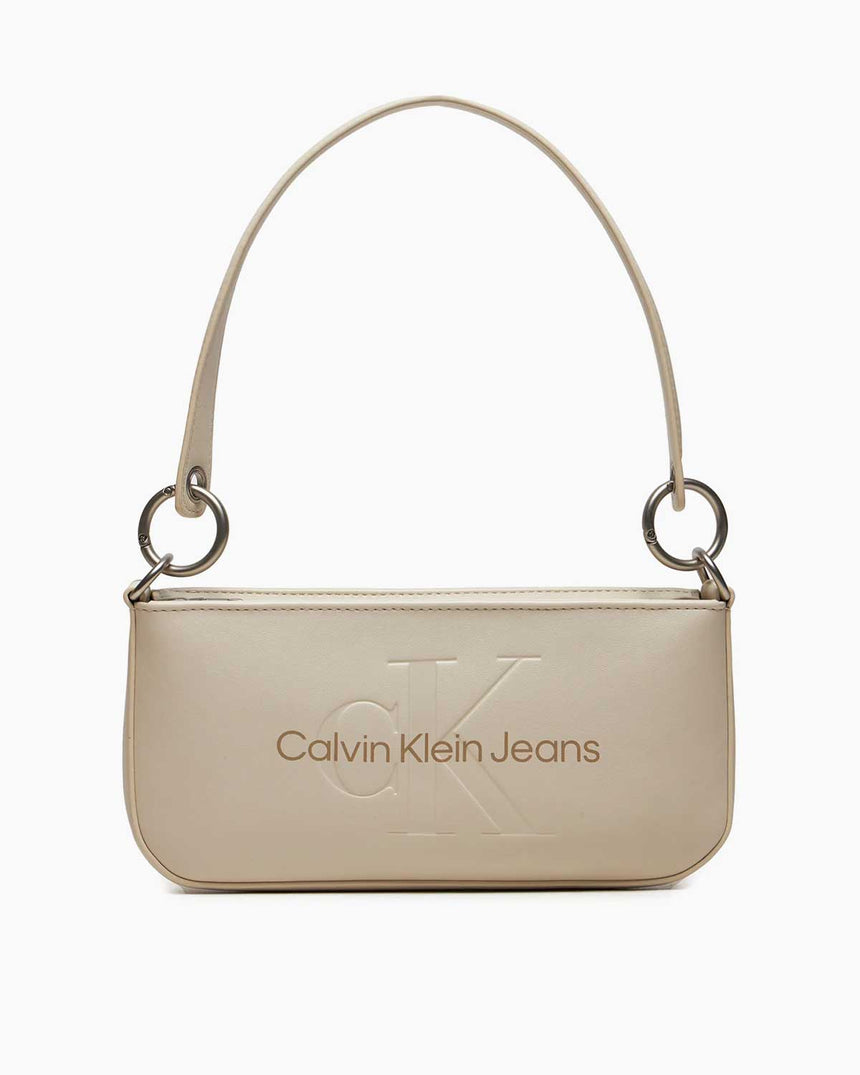 Calvin Klein Logolu Shoulder Pouch Omuz Çantası Beige