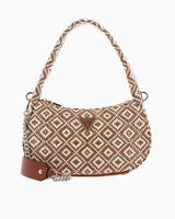 Guess Rianee Hobo Desenli Omuz Çantası Cognac