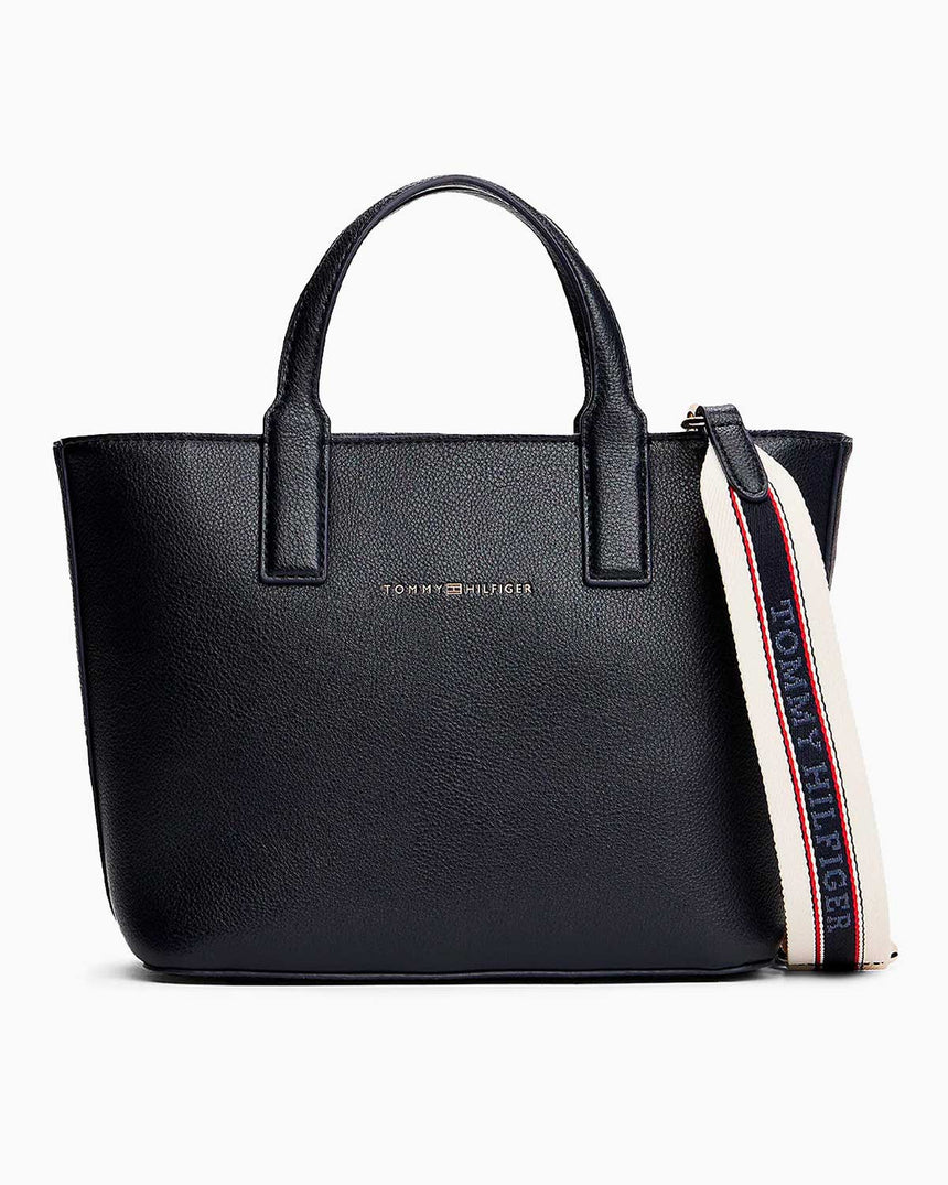 Tommy Hilfiger Logo Bantlı Mini Tote Kadın El Çantası Space Blue Corp
