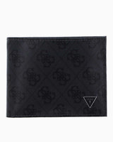 Guess Mito Leather Flat Billfold Monogram Cüzdan Black