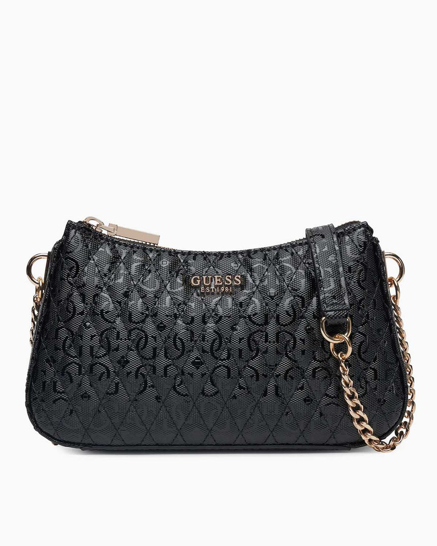 Guess Betula Zincir Detaylı Parlak Mini Çapraz Askılı Çanta Black