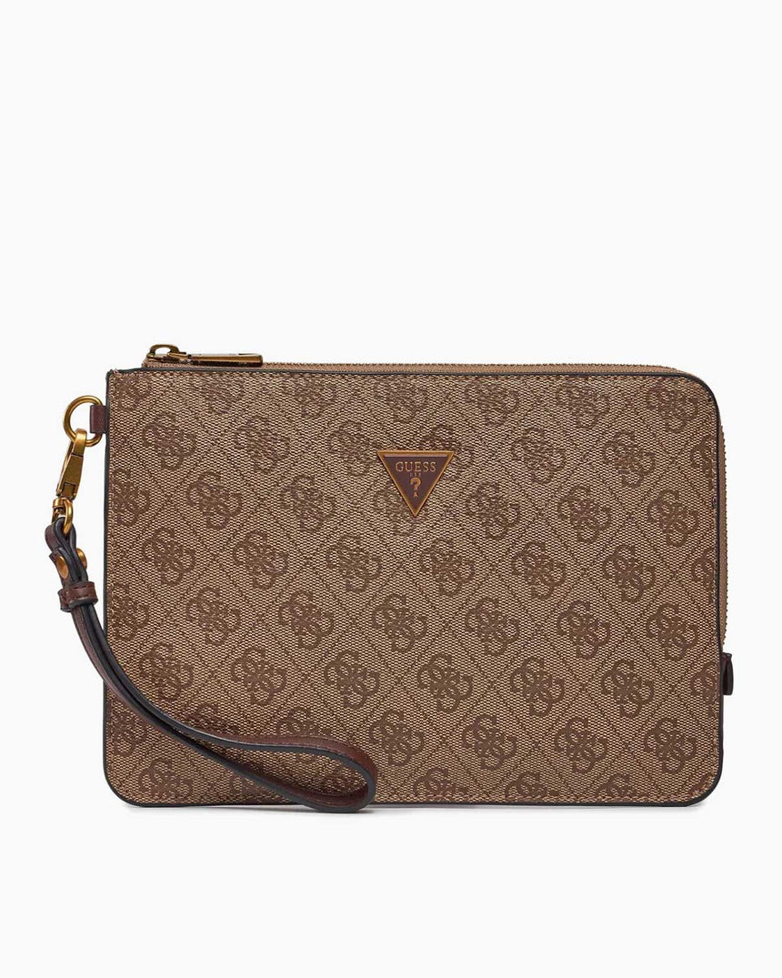 Guess Monogram Logolu Kulplu Portföy Çanta Dark Black